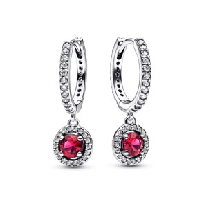 Pandora Timeless Créoles Scintillantes Rondes Rouges