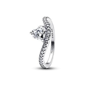 Pandora Timeless Welliger Pavé Herz Ring 925 Silber