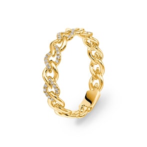 Panzerring 750/18 K Gelbgold mit Diamanten 0.09 ct H/si