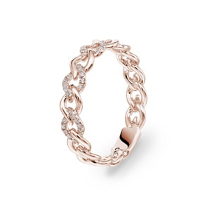 Panzerring 750/18 K Roségold mit Diamanten 0.09 ct H/si