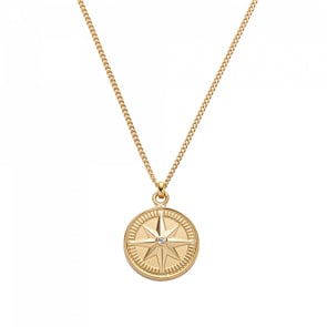 Paul Hewitt Halskette 925 Silber Wind Rose IP Gold