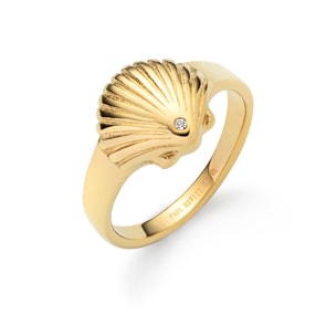 Paul Hewitt La Mer Toujours Damenring Scallop Marinium Ocean Steel Goldig