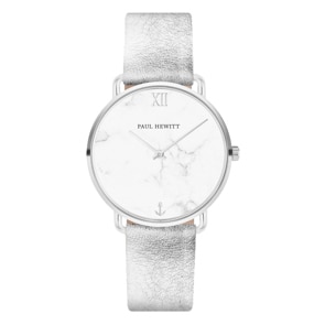 Paul Hewitt Miss Ocean Line Pearl IP Leather Liquid Silver Ø 33