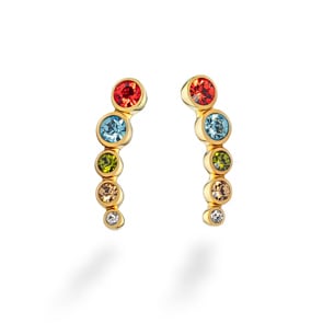 Paul Hewitt Boucles d'oreilles Rainbow Stones Or