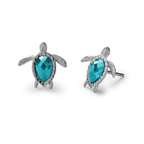 Paul Hewitt Ohrstecker Turtle Marinium Ocean Steel Aquamarine Silbrig