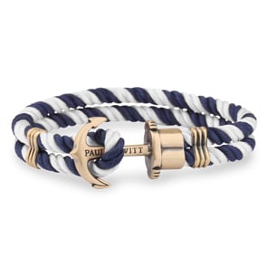 Paul Hewitt Phrep Brass Anchor Bracelet Nylon Navy Blue-White