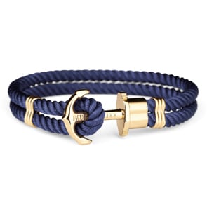 Paul Hewitt Phrep IP Doré Ancre Bracelet Nylon Bleu Marine