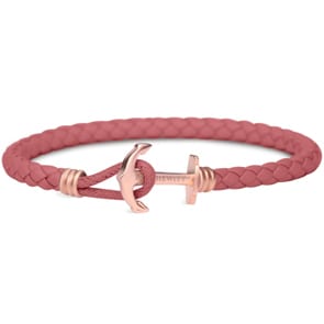Paul Hewitt Phrep Lite IP Or Rosé Ancre Bracelet Cuir Raspberry