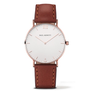 Paul Hewitt Sailor Line White Sand IP Rose Leather Brown Ø 39
