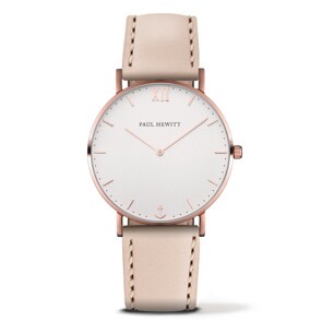 Paul Hewitt Sailor Line White Sand IP Rose Leather Hazelnut Ø 39