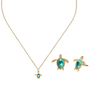Paul Hewitt Schmuckset Turtle Cyan Marinium Ocean Steel Goldig