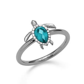 Paul Hewitt Turtle Ring Aquamarine Silbrig