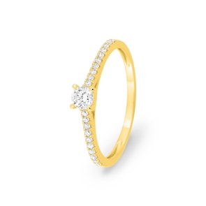 Pavé Solitärring 375/9 K Gelbgold mit Lab Grown Diamanten 0.27 ct