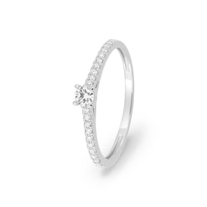 Pavé Solitärring 375/9 K Weissgold mit Lab Grown Diamanten 0.22 ct
