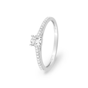 Pavé Solitärring 375/9 K Weissgold mit Lab Grown Diamanten 0.32 ct
