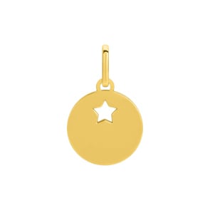 Engravable Pendant 750/18 K Yellow Gold Ø 12mm, Star