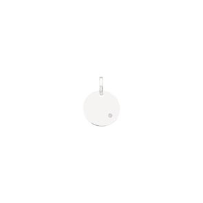 Plakette 750/18 K Weissgold mit Diamant 0.01ct. Ø 16mm