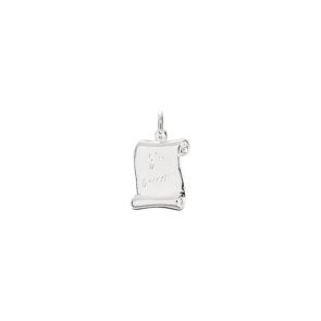 Plakette 925 Silber rhodiniert 15x19mm, Schriftrolle Je t'aime