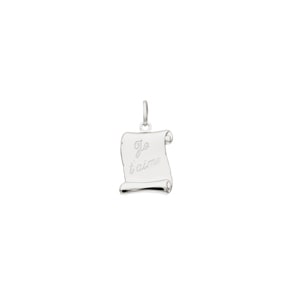 Plakette 925 Silber rhodiniert 15x19mm, Schriftrolle Je t'aime
