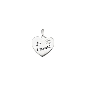 Plakette 925 Silber rhodiniert, Herz Je t'aime