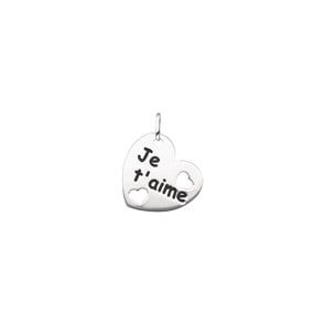 Plakette 925 Silber rhodiniert, Herz Je t'aime