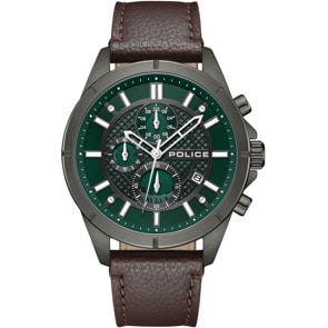 Police Burbank Chronograph Grau / Braun & Grün
