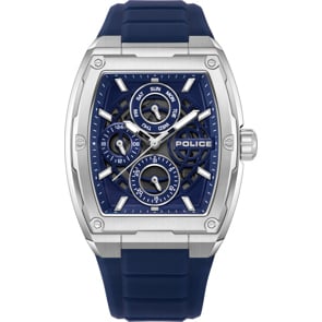Police Creed Day Date Blau / Silbrig