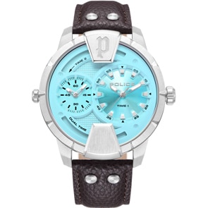 Police Huntley Dual Time Silbrig / Braun