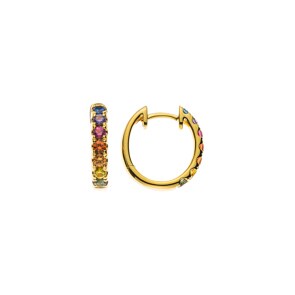 Créoles Rainbow or jaune 750/18 ct avec saphirs Ø 14.5mm