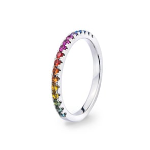 Rainbow Eternity Ring 750/18 K White Gold with Sapphires
