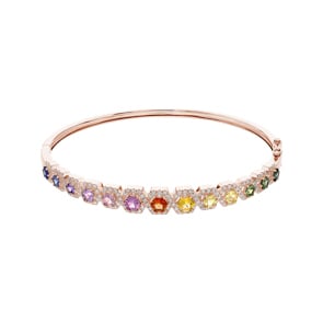 Rainbow Saphir Armreif 750/18 K Roségold mit Diamanten 0.81 ct H/si