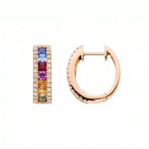 Créoles Rainbow Saphir or rosé 750/18 ct avec diamants 0.46 ct H/si