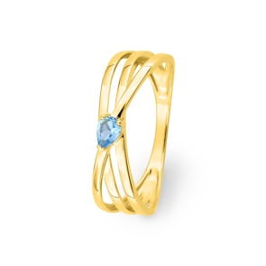 Ring 375/9 K Gelbgold mit Blautopas Tropfen