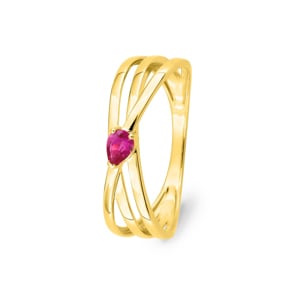 Ring 375/9 K Gelbgold mit Rubin Tropfen