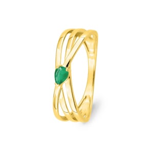 Ring 375/9 K Gelbgold mit Smaragd Tropfen