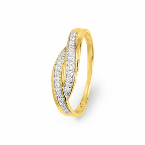 Ring 375/9 K Yellow Gold with Cubic Zirconia