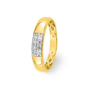 Ring 375/9 K Gelbgold mit Zirkonia Pavé