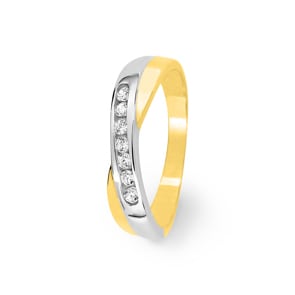 Ring 375/9 K Gelbgold rhodiniert mit Zirkonia