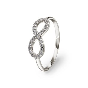 Ring 375/9 K Weissgold Infinity mit Zirkonia Pavé