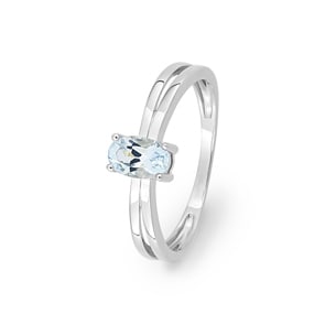 Ring 375/9 K Weissgold mit Aquamarin oval