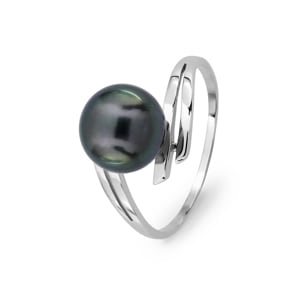 Ring 375/9 K Weissgold mit Tahitiperle 8.0mm