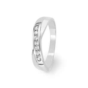 Ring 375/9 K Weissgold mit Zirkonia