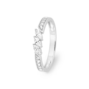 Ring 375/9 K Weissgold mit Zirkonia Marquise