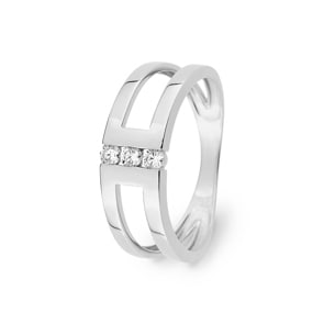Ring 375/9 K Weissgold mit Zirkonia Trilogie