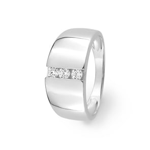 Ring 375/9 K Weissgold mit Zirkonia Trilogie