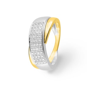 Ring 750/18 K Yellow and White Gold with Cubic Zirconia