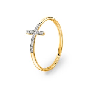 Ring 750/18 K Gelbgold mit Diamanten 0.04 ct H/si, Kreuz