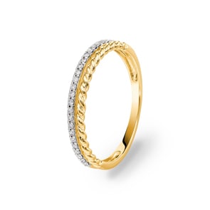 Bague or jaune 750/18 ct avec diamants 0.11 ct H/si