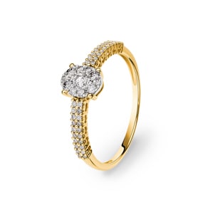 Ring 750/18 K Gelbgold mit Diamanten 0.29 ct H/si