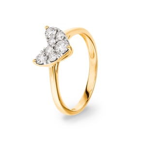 Ring 750/18 K Gelbgold mit Diamanten 0.51 ct H/si, Herz